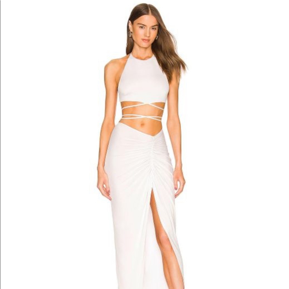 NWOT Michael Costello Women's White X Revolve Leah Crop Top - Picture 2 of 6